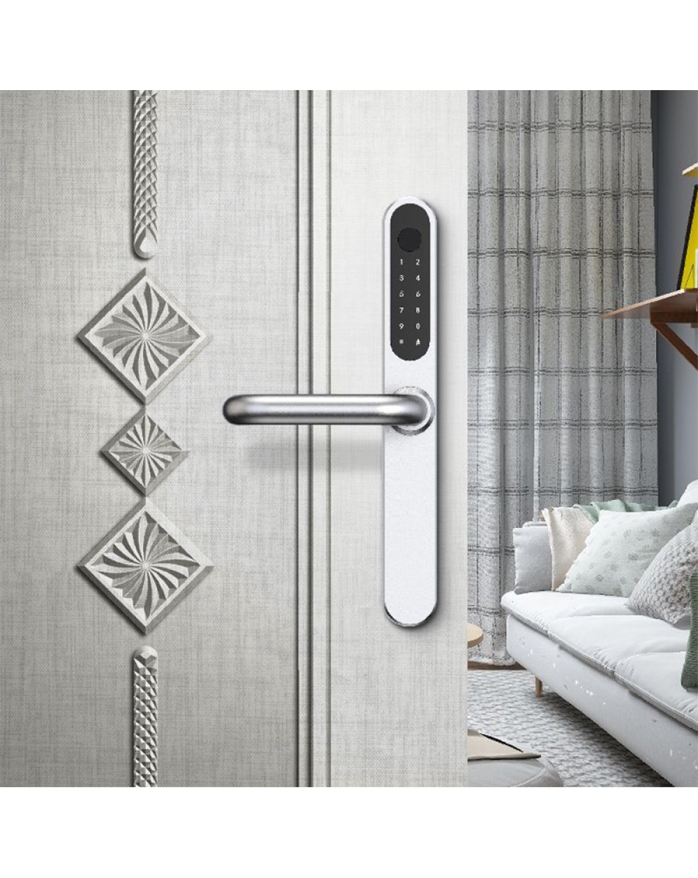 Narrow stainless steel fingerprint electronic door lock