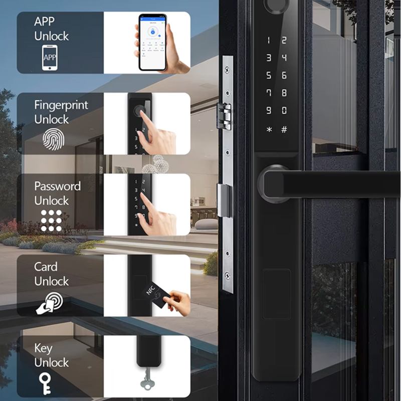 Aluminum alloy narrow-frame fingerprint electronic door lock