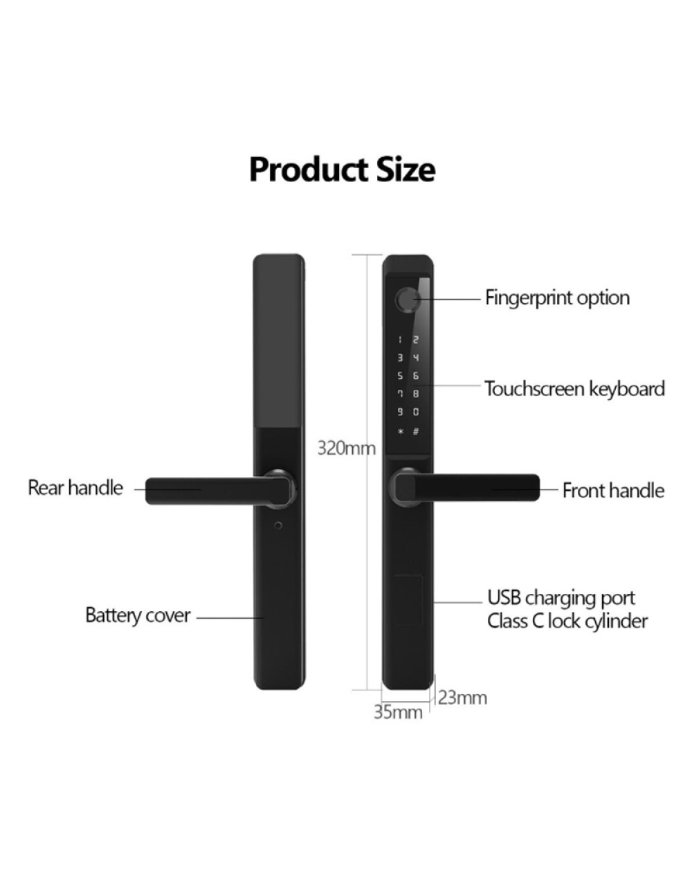 Aluminum alloy narrow-frame fingerprint electronic door lock