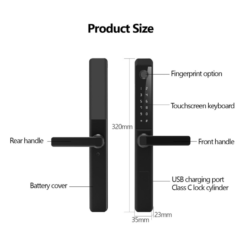 Aluminum alloy narrow-frame fingerprint electronic door lock