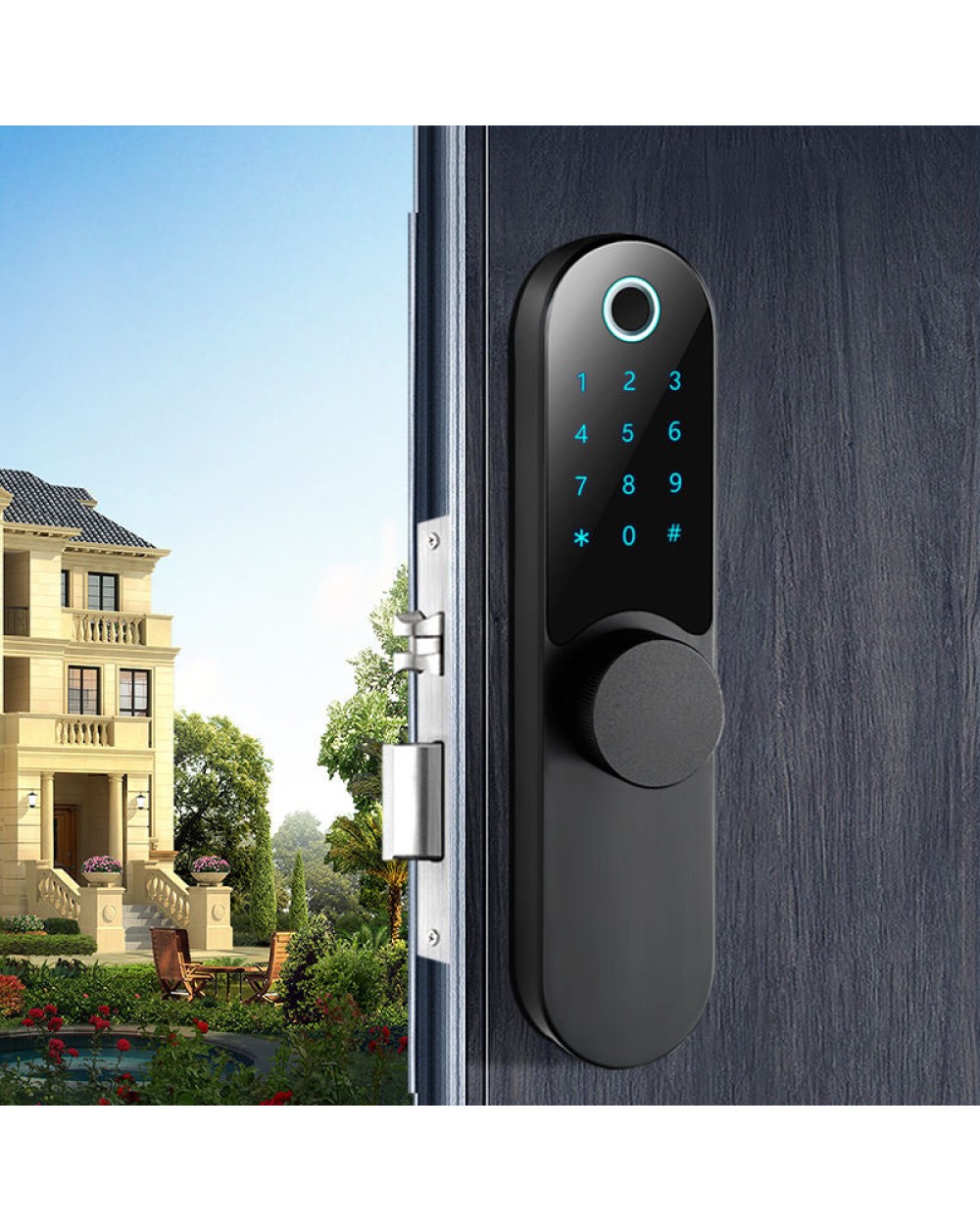 Round handle password electronic door lock