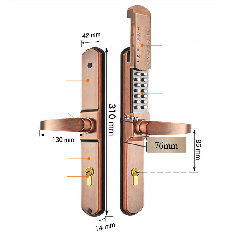 Villa iron gate mechanical combination lock