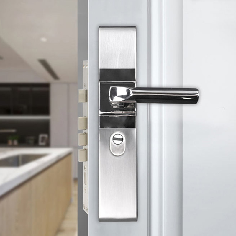 Silver high-security modern mechanical door lock