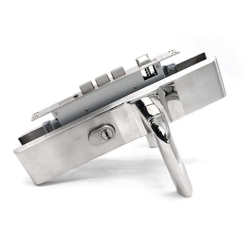 Silver high-security modern mechanical door lock