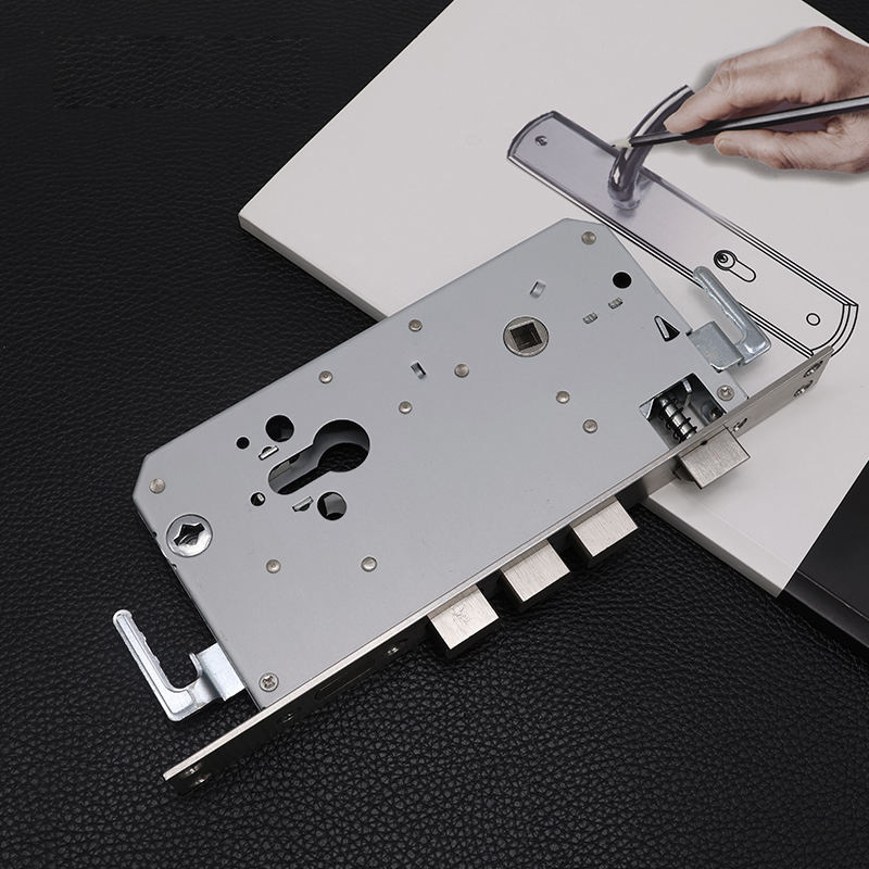 Silver high-security modern mechanical door lock