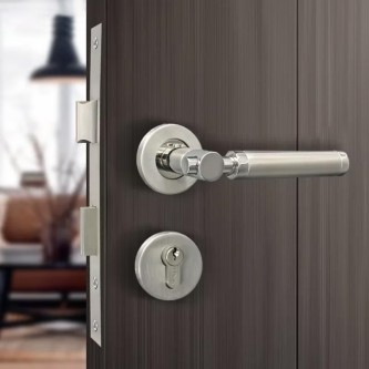 Satin-polished modern mechanical door lock