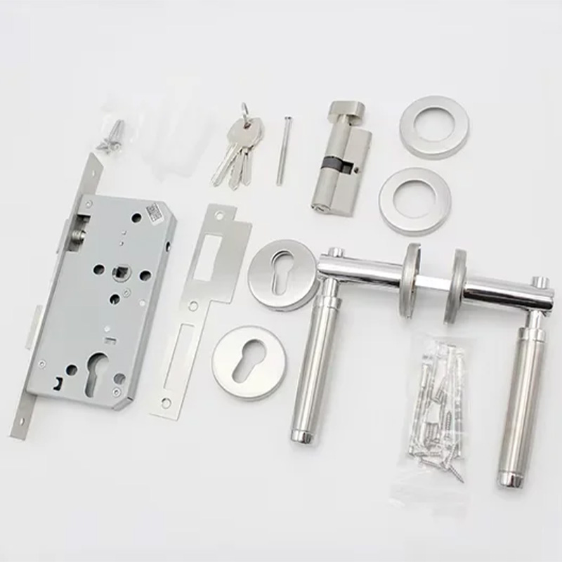 Satin-polished modern mechanical door lock