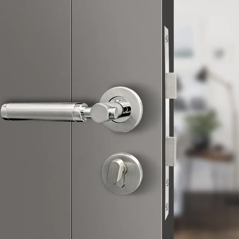 Satin-polished modern mechanical door lock