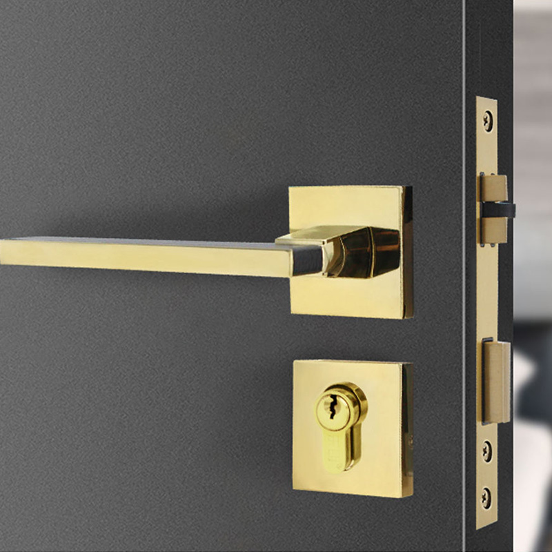 Genuine leather solid handle modern mechanical door lock