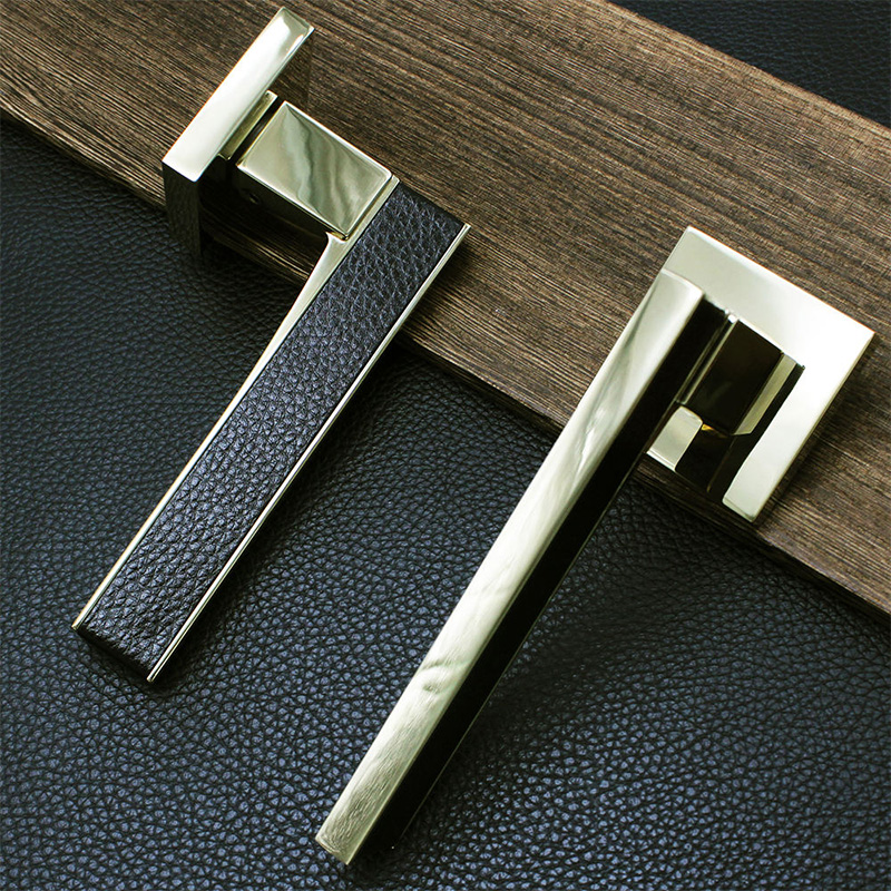 Genuine leather solid handle modern mechanical door lock