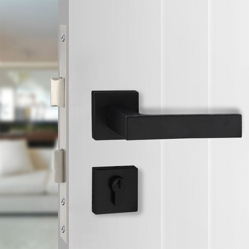 Black square modern mechanical door lock