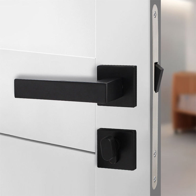 Black square modern mechanical door lock