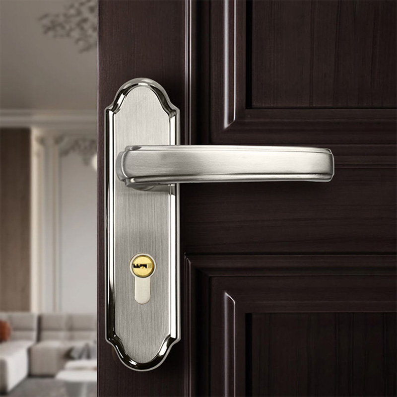 Satin stainless steel modern mechanical door lock