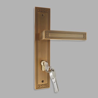 Brass-plated vintage mechanical door lock