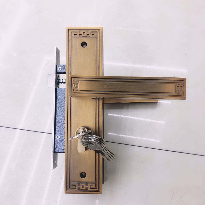 Brass-plated vintage mechanical door lock