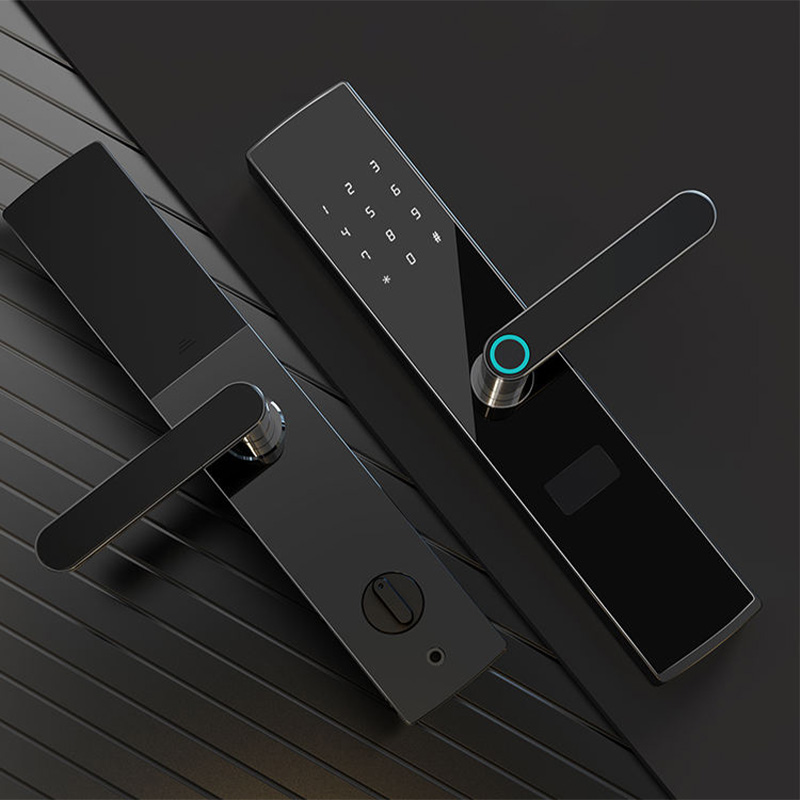High-quality black mobile phone unlocks smart door lock