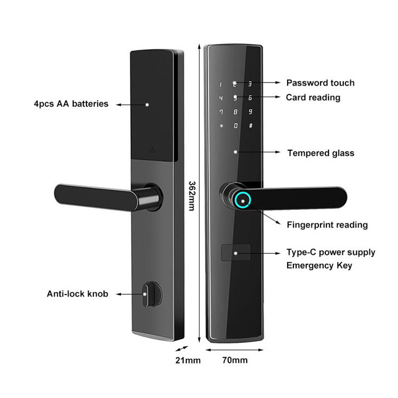 High-quality black mobile phone unlocks smart door lock