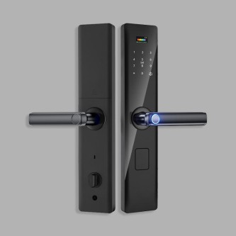 Black digital mobile phone unlocking smart door lock