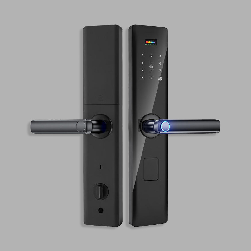 Black digital mobile phone unlocking smart door lock