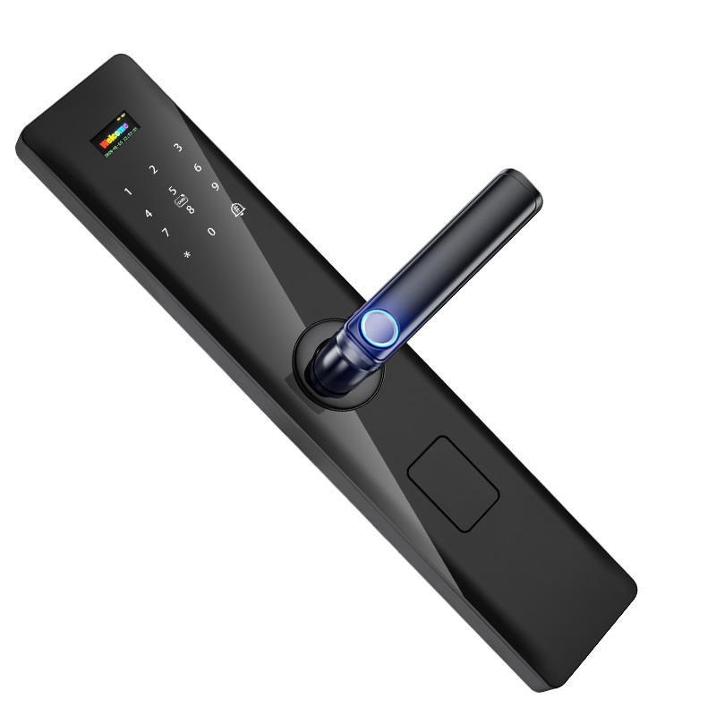 Black digital mobile phone unlocking smart door lock