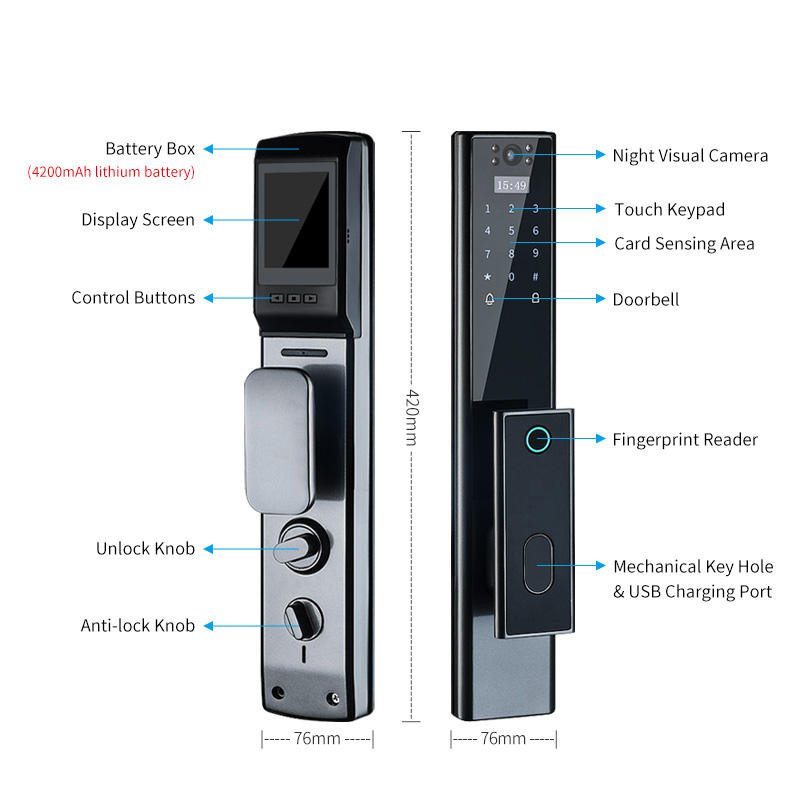 Home security mobile phone unlock smart door lock