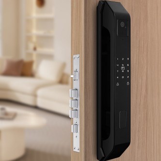 Matte black facial recognition smart door lock