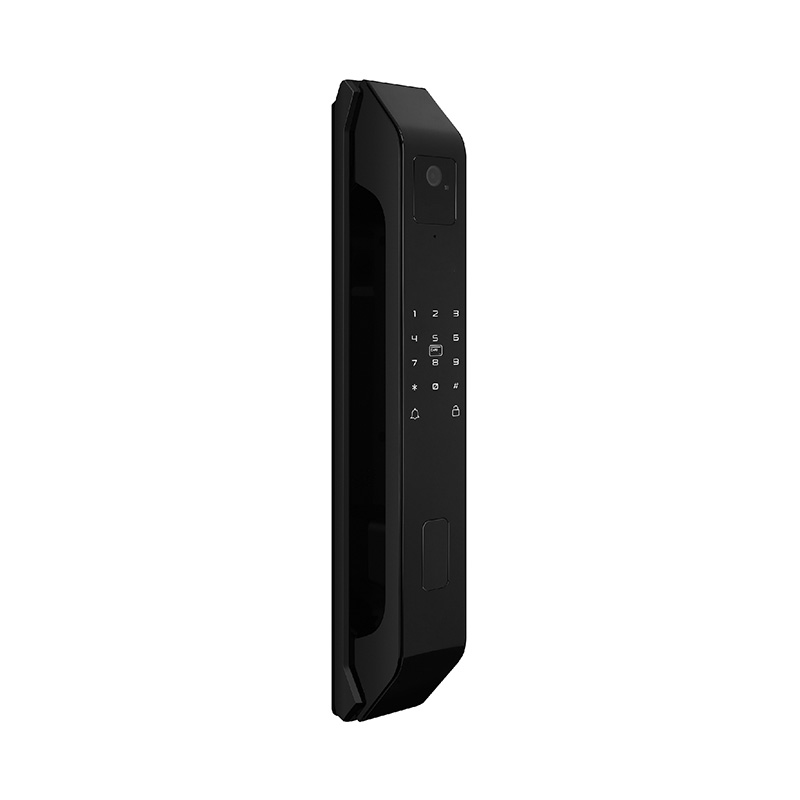 Matte black facial recognition smart door lock