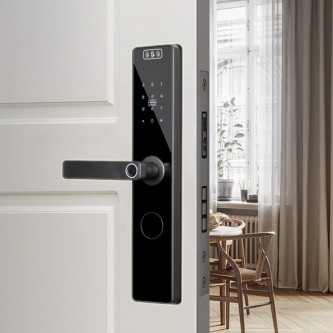 Black wireless facial recognition smart door lock